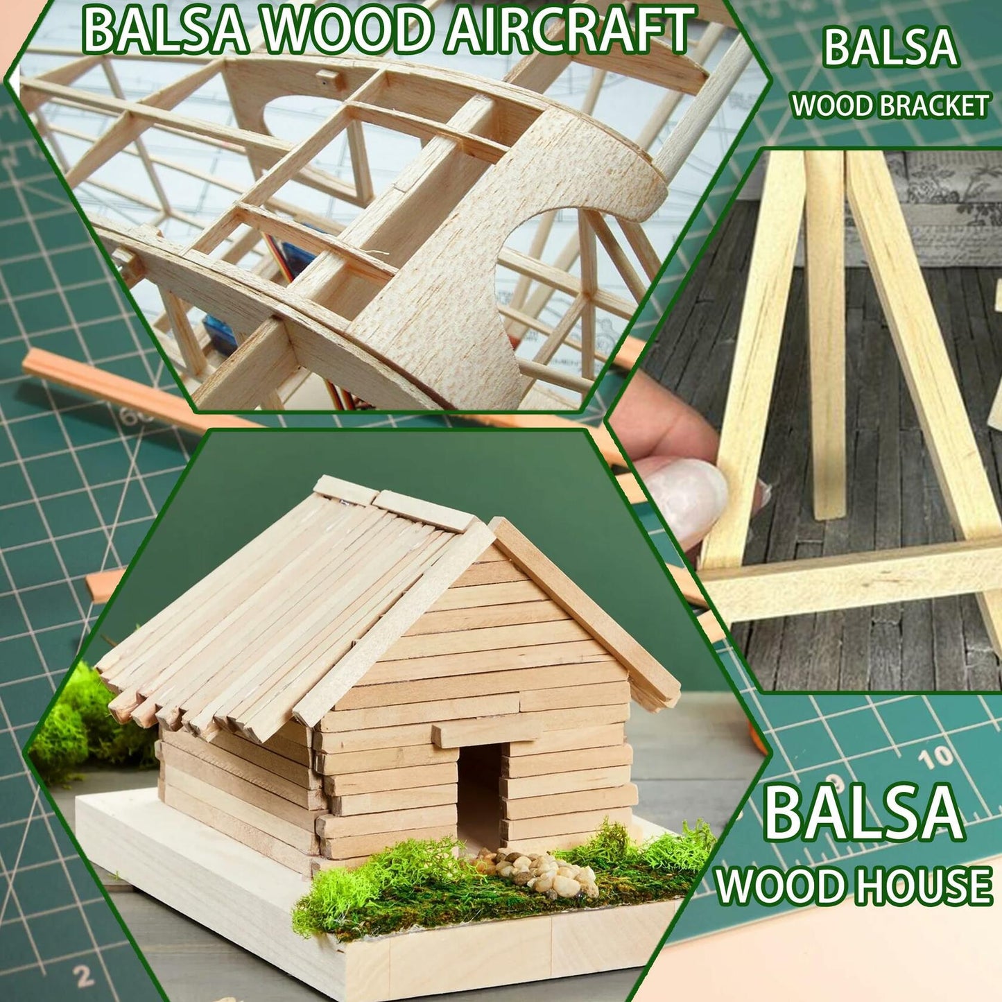 240PCS Wood Square Dowel Rods 1/8"x1/8"x12" Balsa Wood Sticks for Crafts