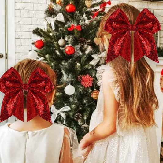 ZOLYCO Large 7" Glitter Cheer Bows Clips Hair Accessories Red 1Pcs