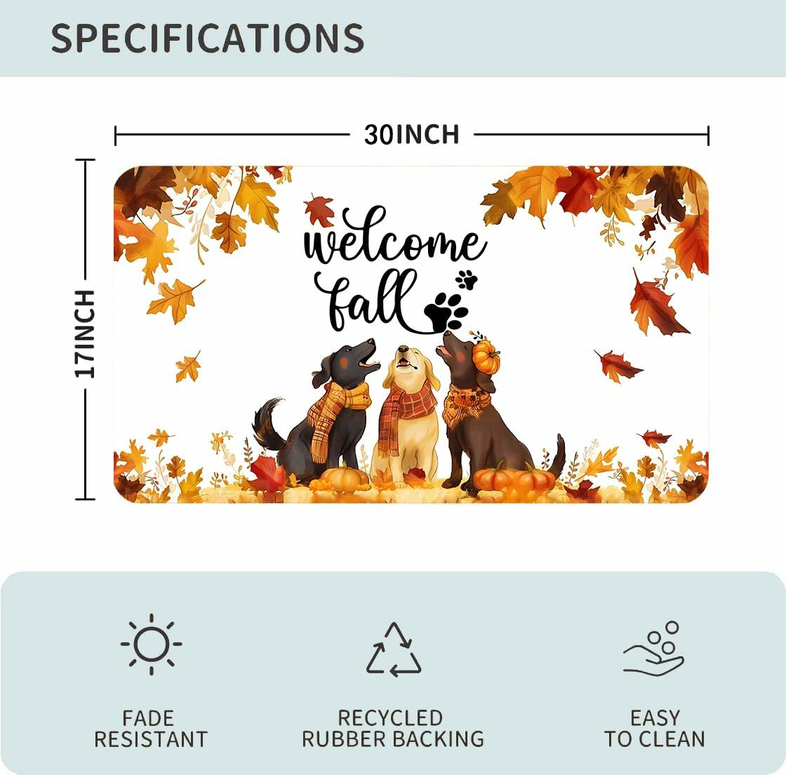 TopXmai Chinoiserie Pumpkin Door Mat 17x30 Blue White Orange Indoor Outdoor