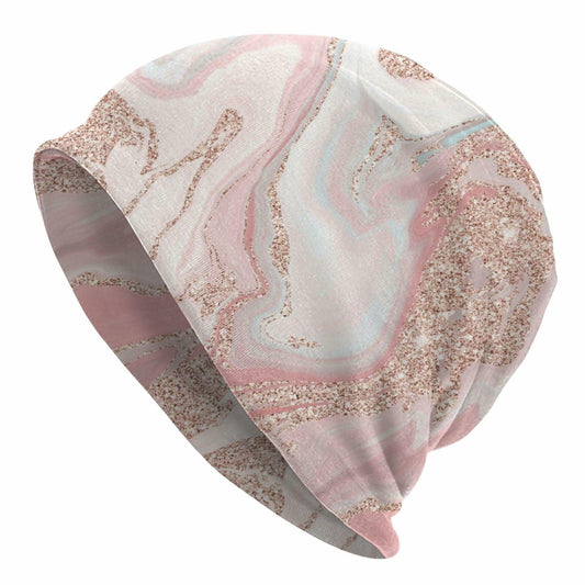NoUtat Rose Gold Glitter Coral Gray Pastel Marble Slouchy Beanie Hat Unisex