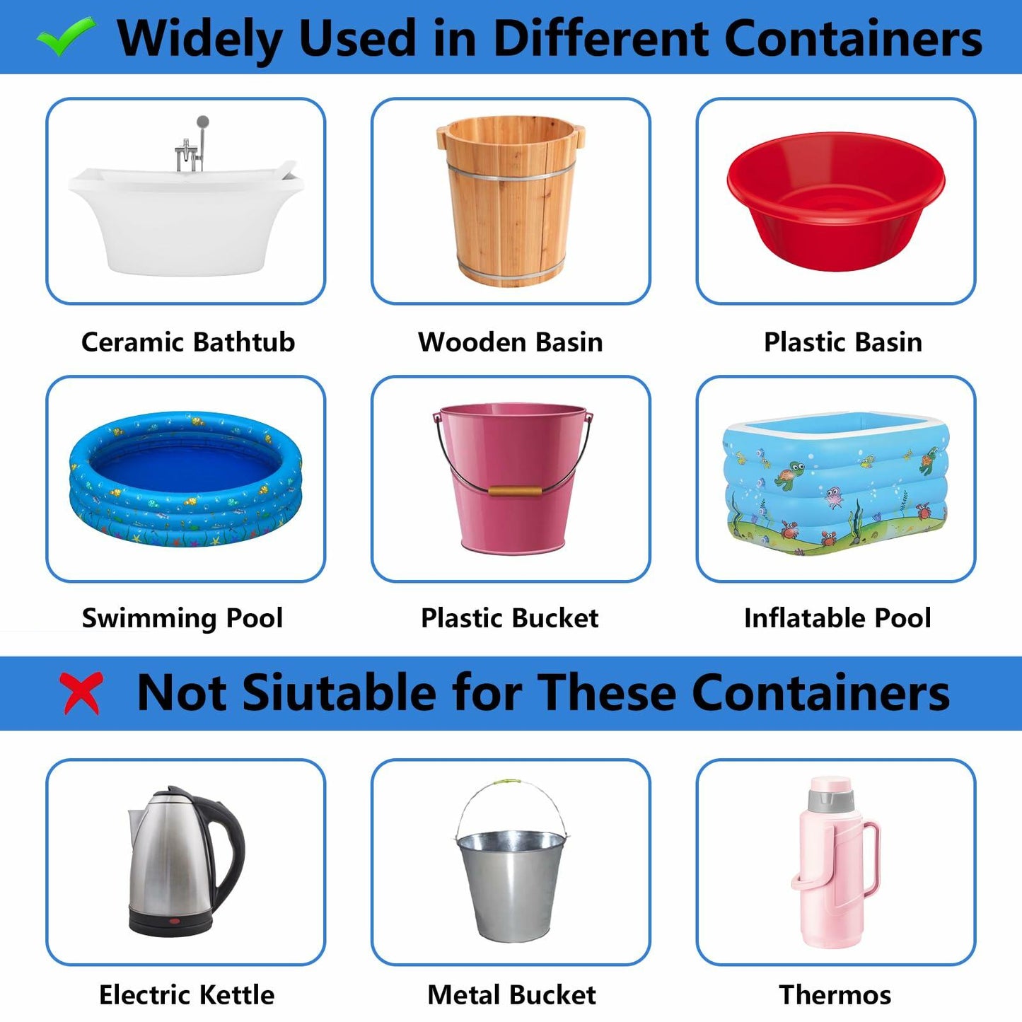 LIANG DREAM 2000W Immersion Water Heater Portable Yellow Stainless Steel