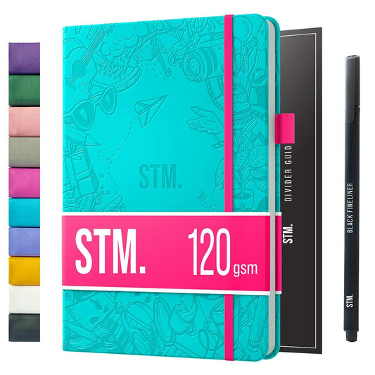 Bullet Dotted Journal A5 Dot Grid Notebook Hard Cover 120gsm Thick Paper