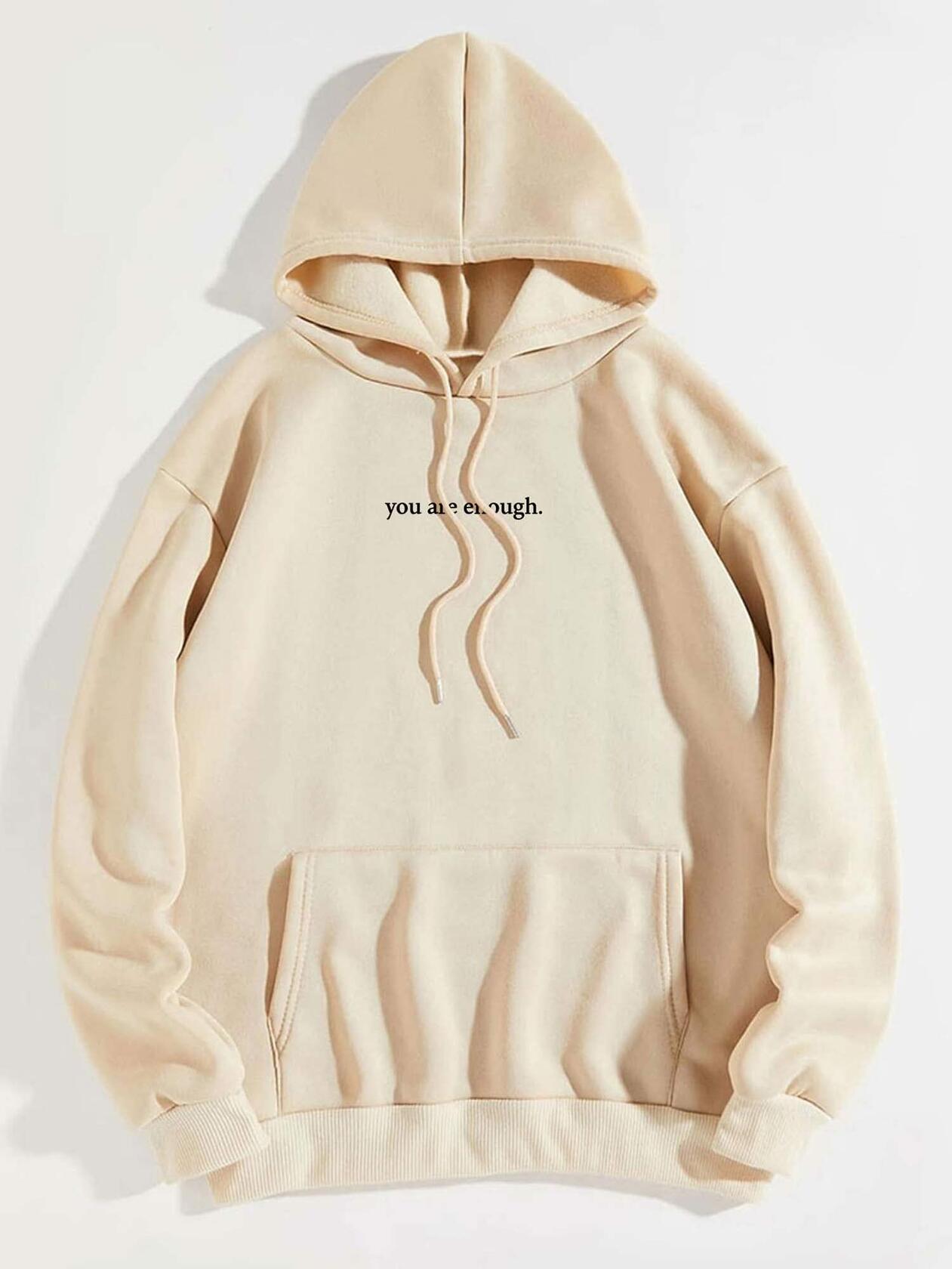 Srieox Dear Person Behind Me Hoodie Sweatshirt Long Sleeve Beige Size M