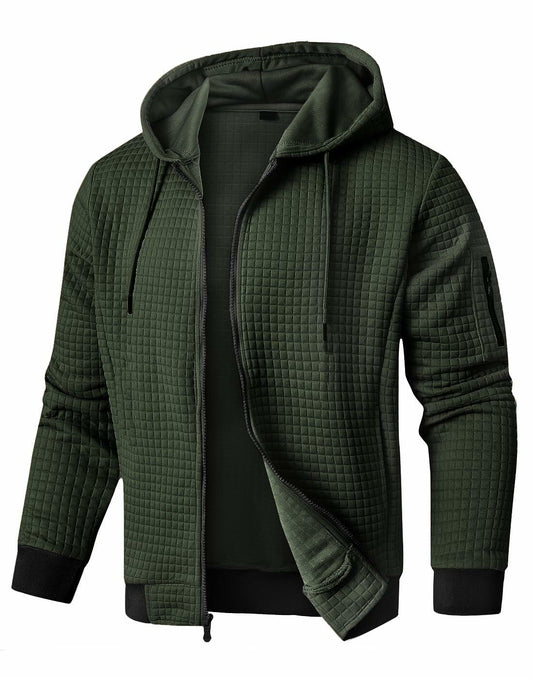 SAVKOOV Mens Lightweight Full Zip Hoodie Jacket Armygreen Size M