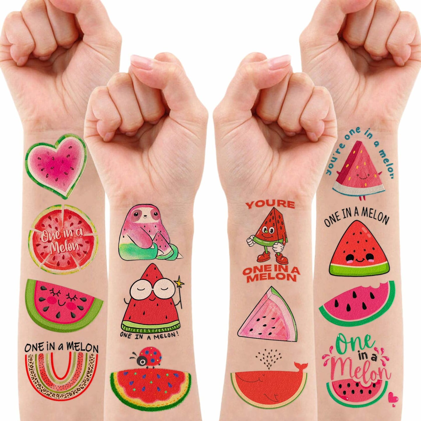 MeoIsDaBest Melon Pre-Cut Temporary Tattoos 96PCS Watermelon Green