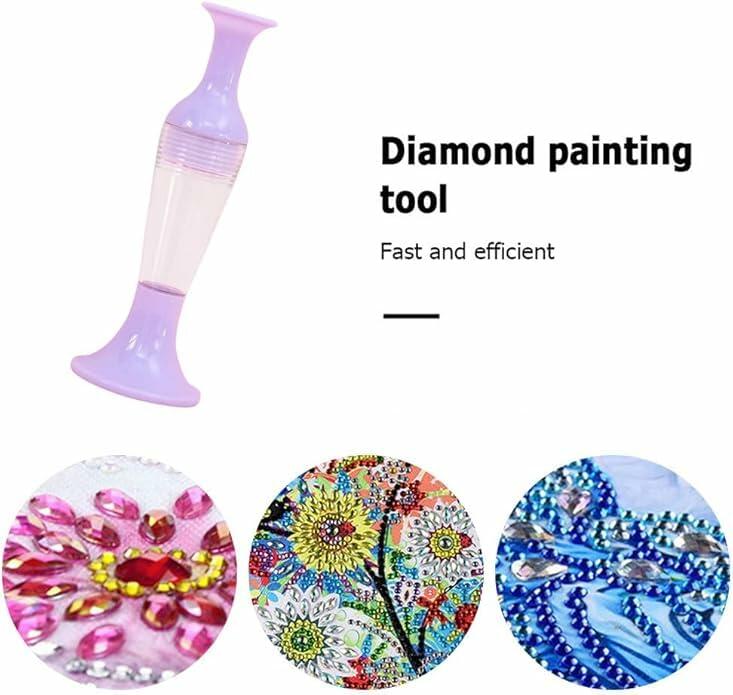Purple Diamond Painting Pen Flower Pot Shape 5D Point Drill Pen Art Tool