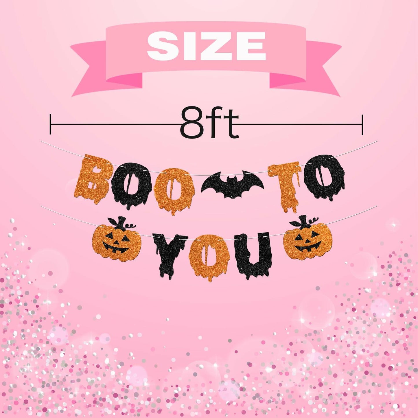 JIFORUI Happy Halloween Boo to You Banner Black Orange Paper Decor