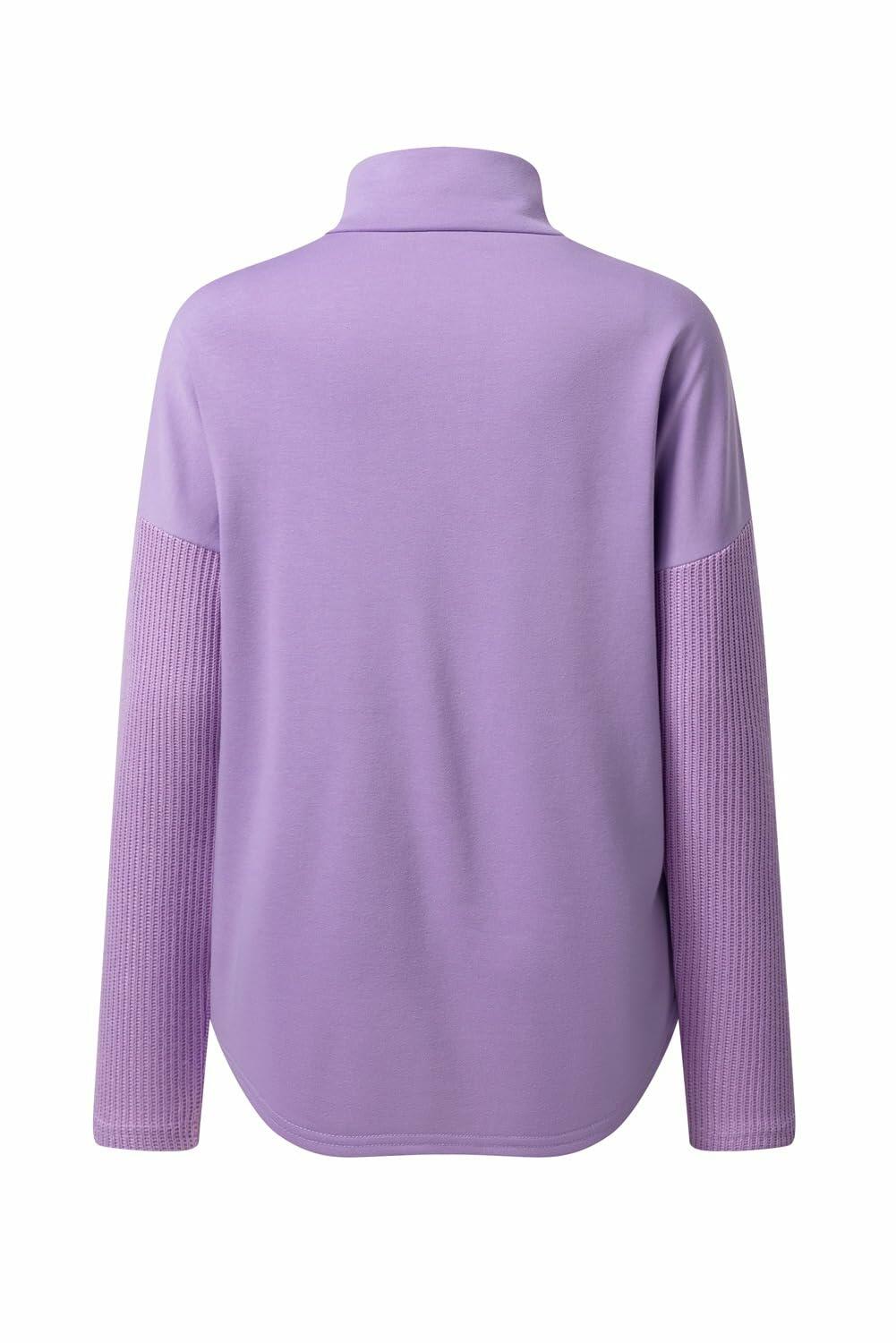 SHEWIN Women Oversized Button Up Sweatshirt Purple Size L