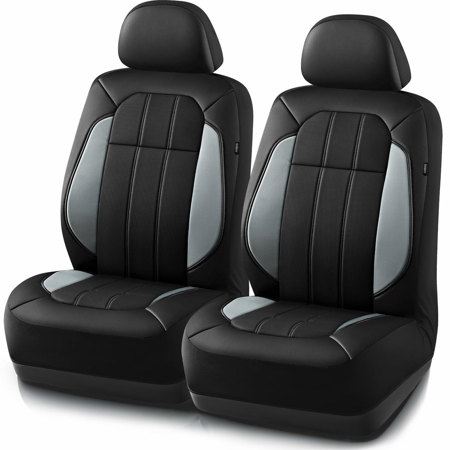 Road Comforts Breathable Leather Car Seat Covers Front Seats Airbag Safe Gray