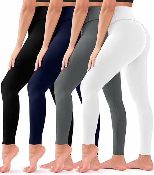 Laite Hebe 4 Pack High Waisted Yoga Leggings Soft Tummy Control Size L-XL