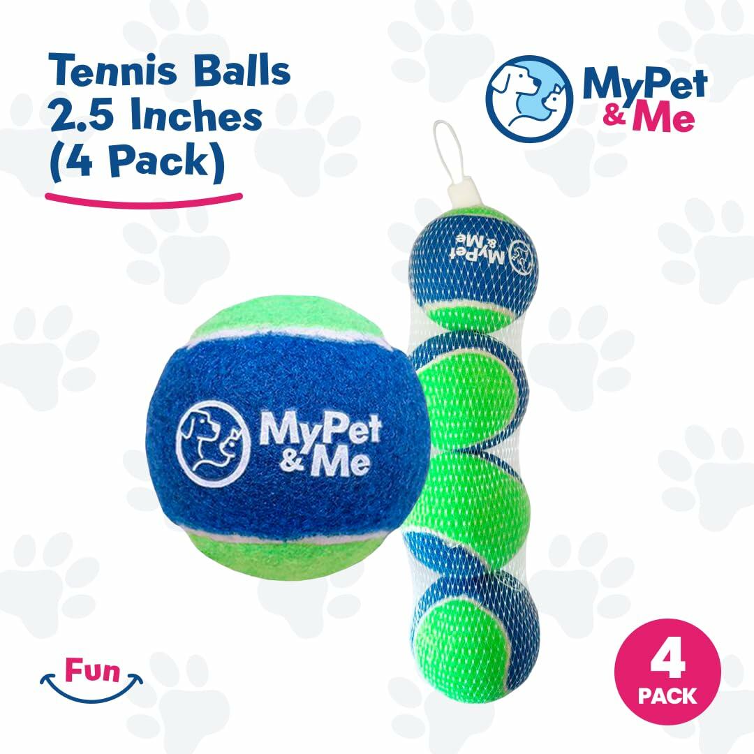 My Pet & Me Dog Tennis Balls 2.5-Inch Soft Lightweight Indoor Outdoor 4 Pack