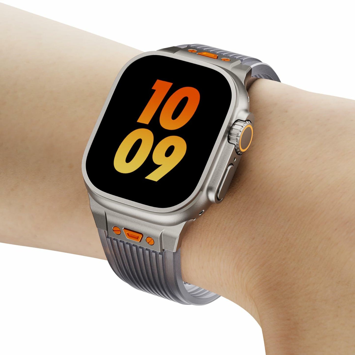 Jopinl Clear Silicone Watch Band for Apple Watch Ultra 49mm Black