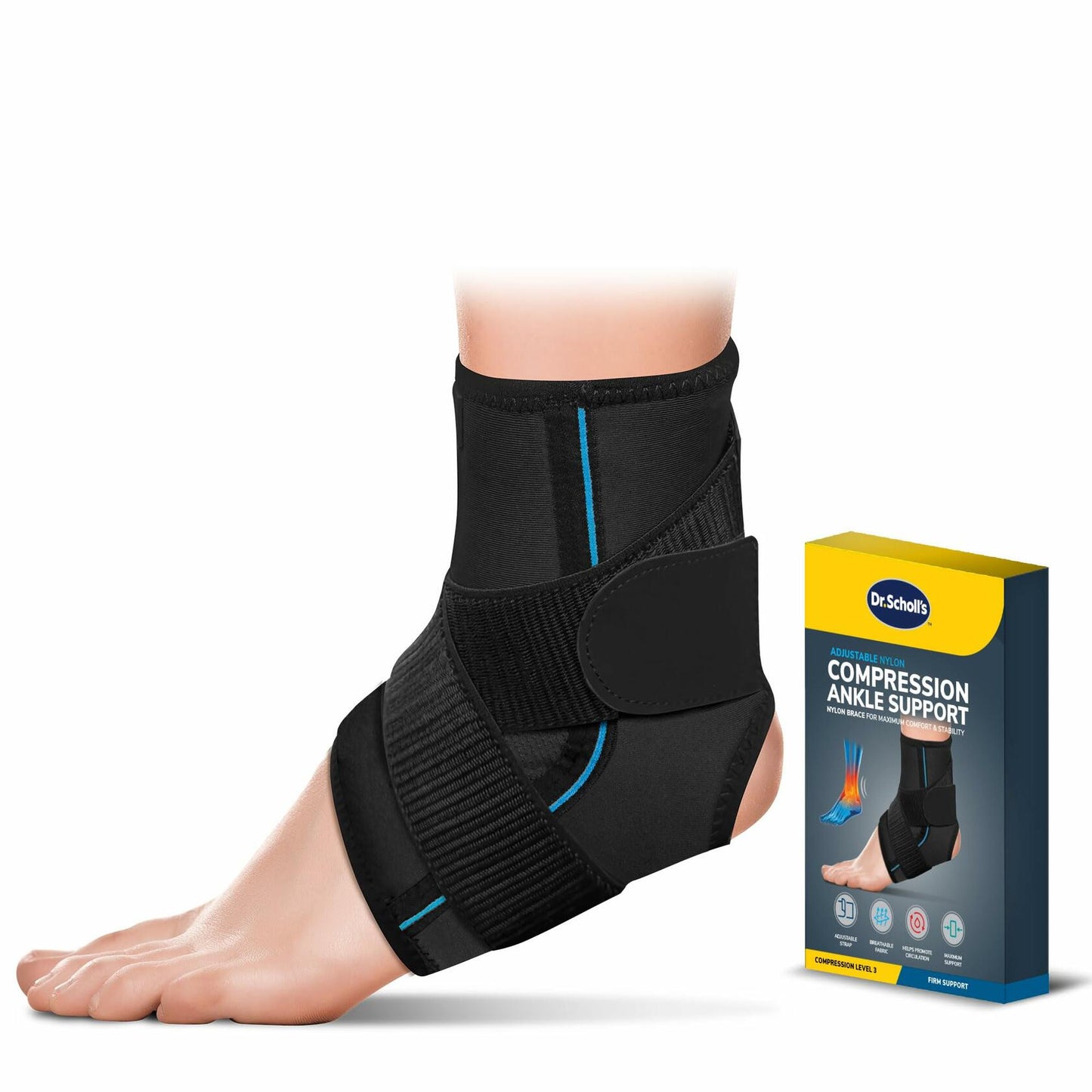 Dr. Scholl’s Compression Ankle Support Breathable Fabric Black Size L/XL
