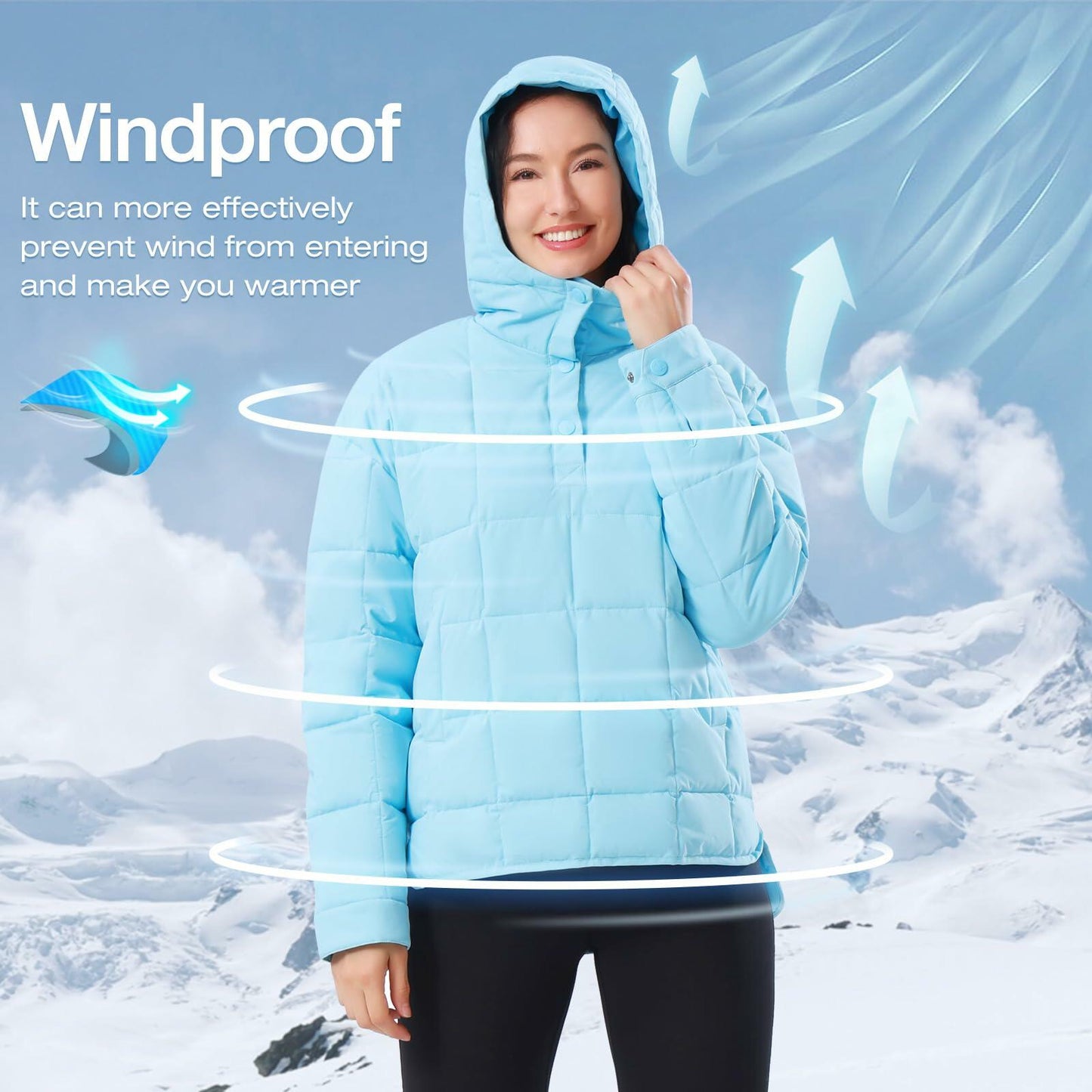 CAMELSPORTS Women's Lightweight Hooded Quilted Puffer Jacket Blue Size S