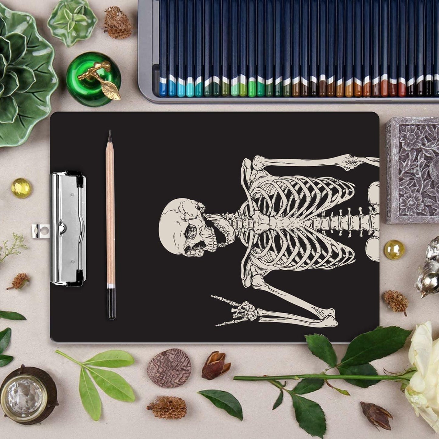 Britimes Wood Clipboard Nursing Clip Board Funny Skull Skeleton A4 Size