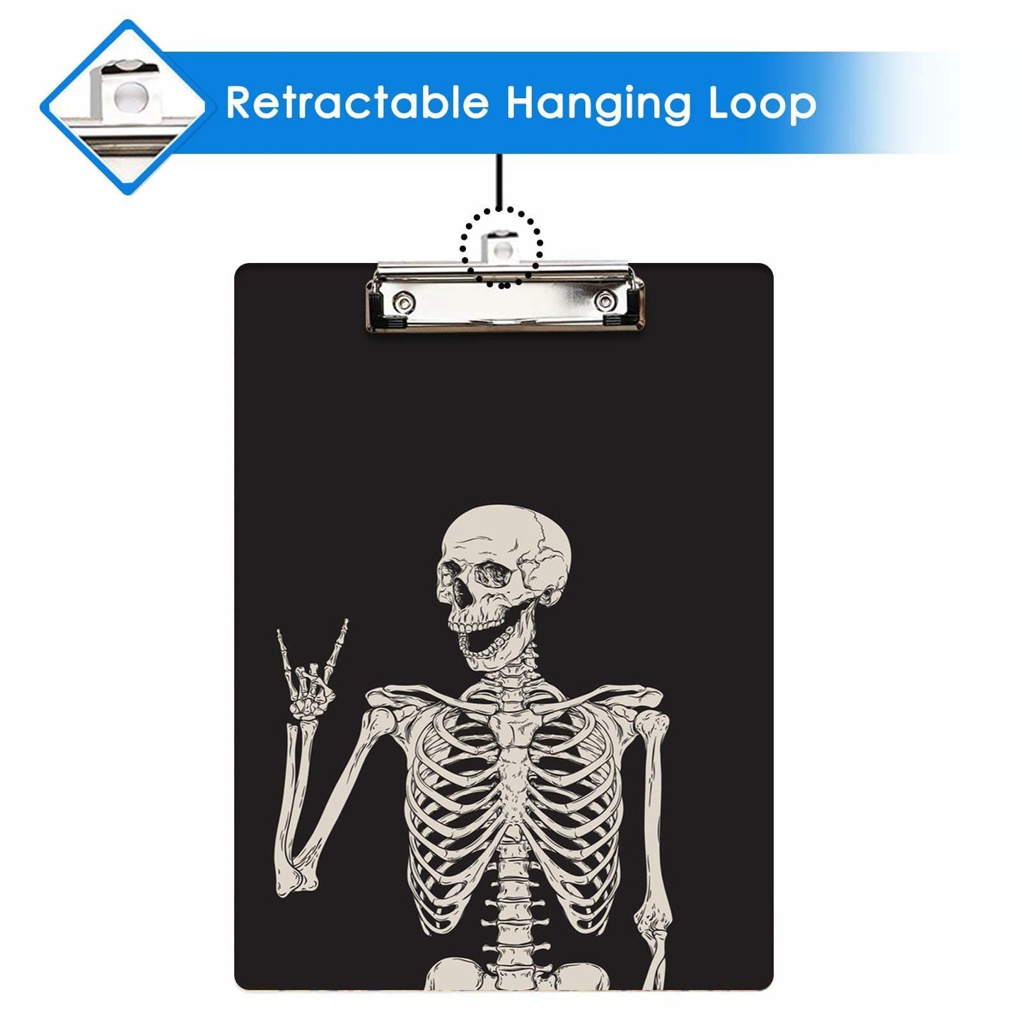 Britimes Wood Clipboard Nursing Clip Board Funny Skull Skeleton A4 Size