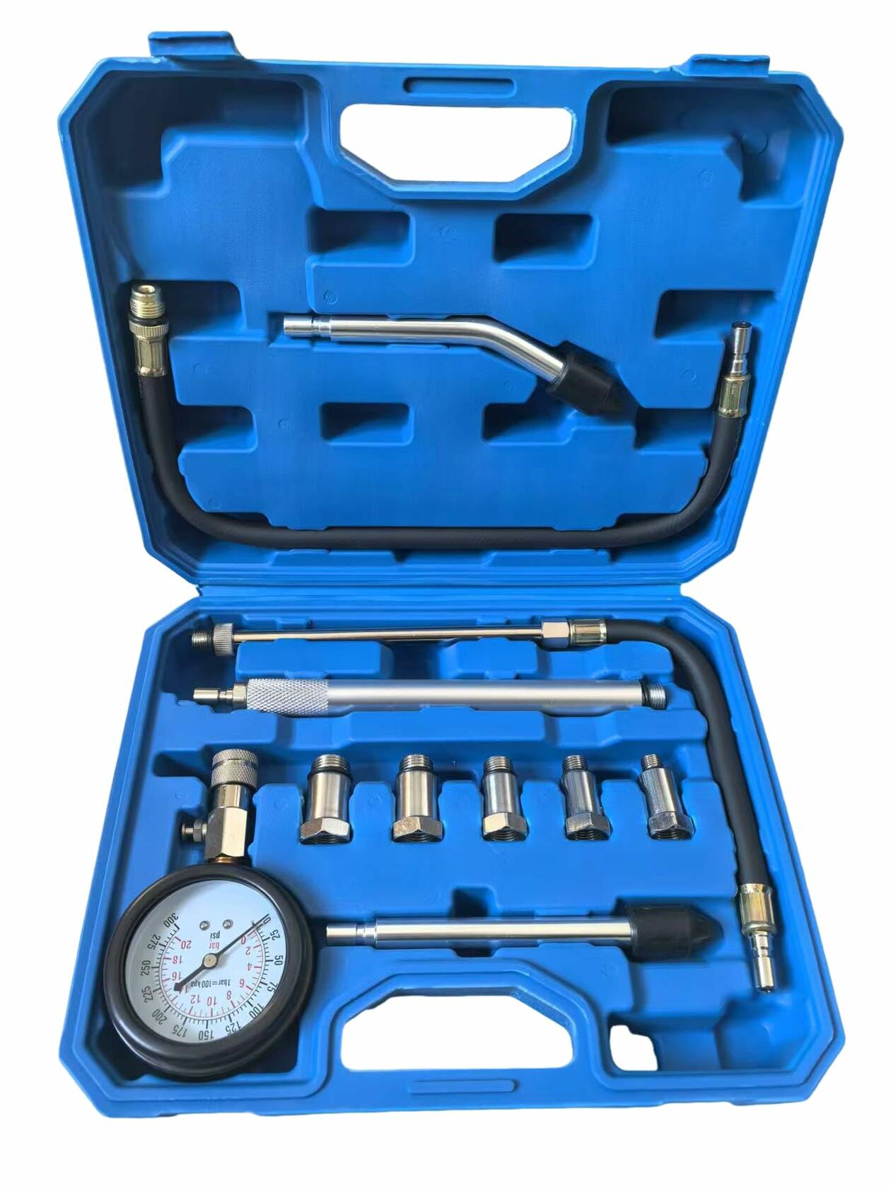 ZEAJSRU Engine Cylinder Compression Tester Kit Dual Fuel Vacuum Gauge Blue