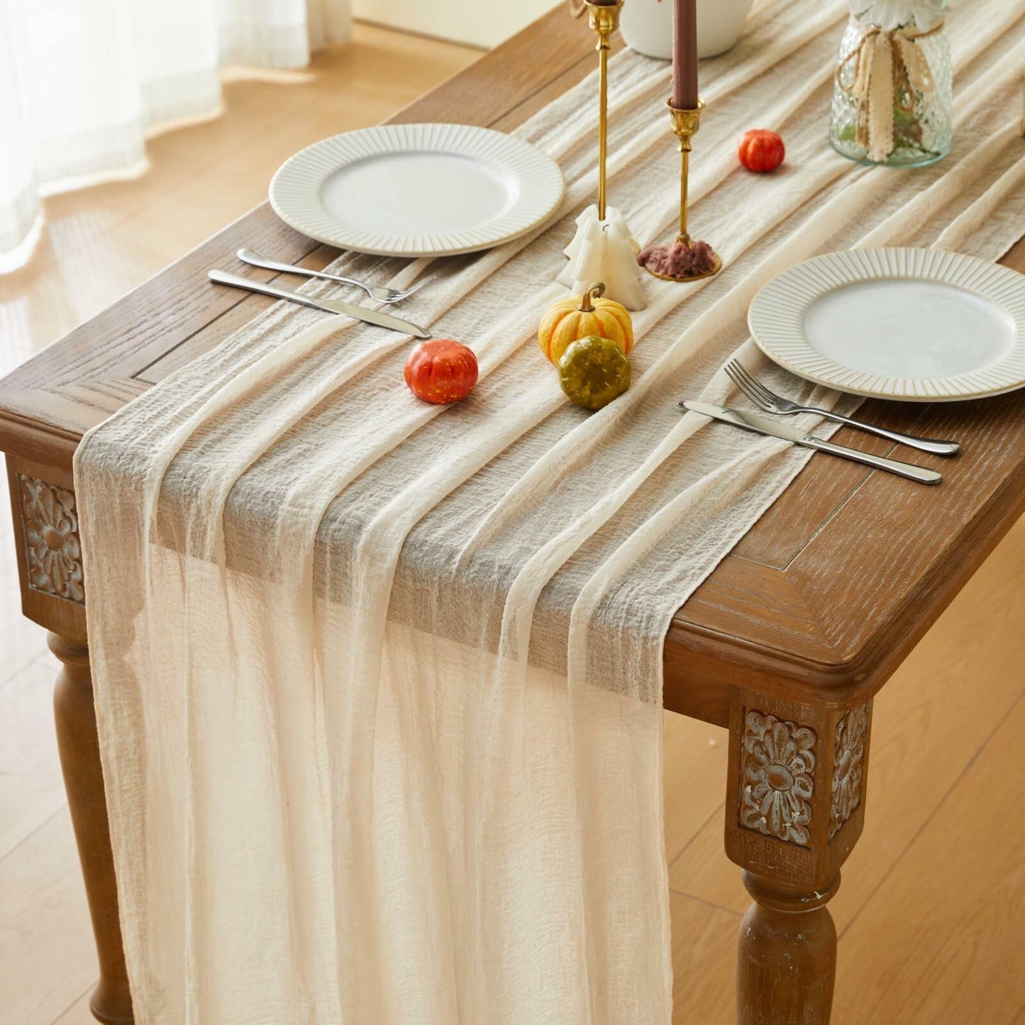 Sioipioi Sage Green Cheesecloth Table Runner 35x120 Inch 1 Pack