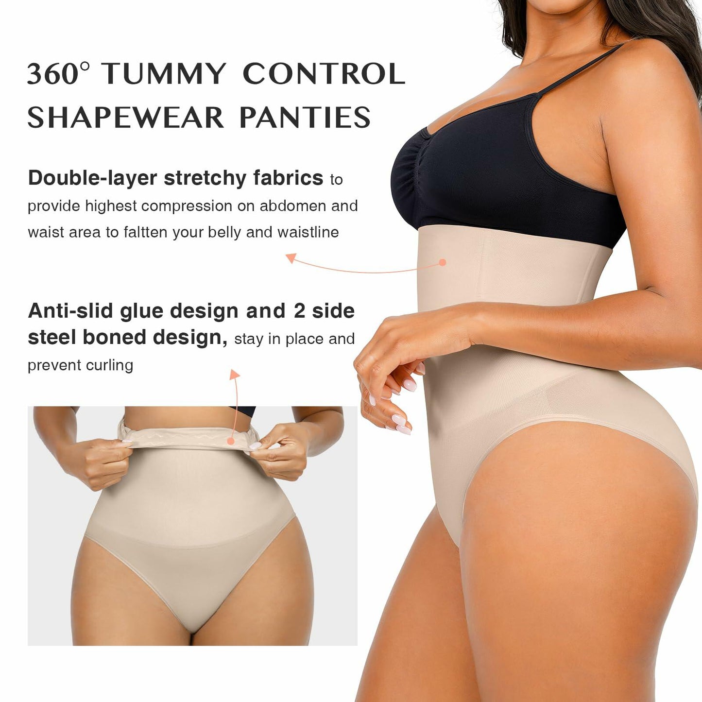 FeelinGirl Shapewear High Waisted Tummy Control Seamless Panties Size XL/XXL