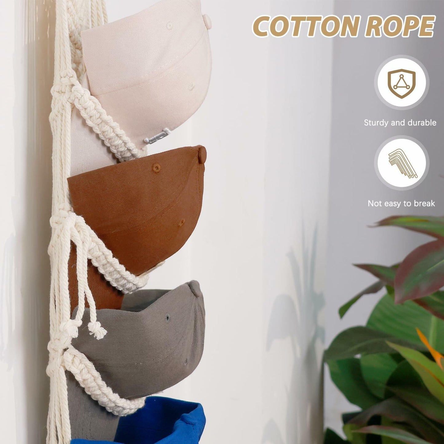 Hommtina Wall Mounted Hat Rack Organizer Brown 2 Pack Bohemian Style