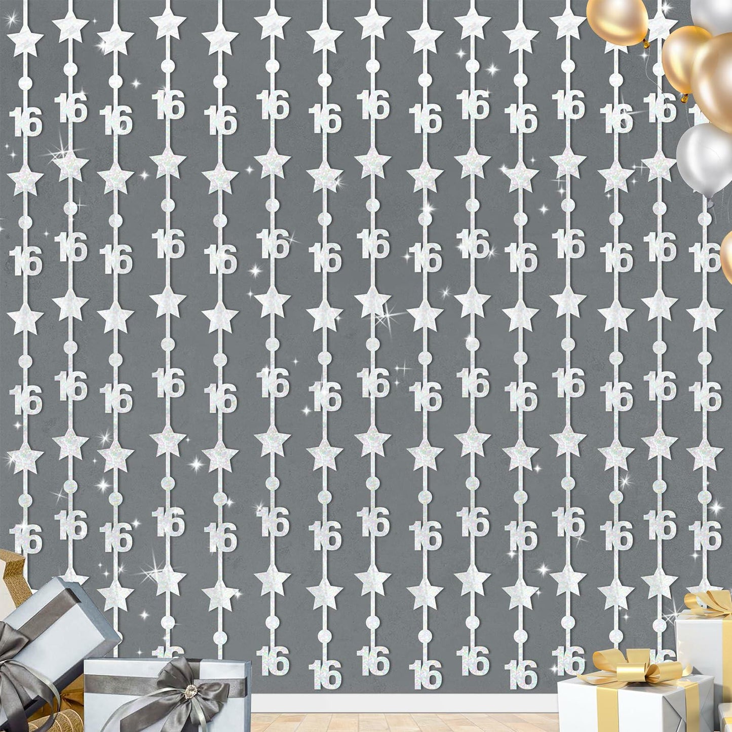 WenmthG 2 Pack Rose Gold 16th Birthday Party Decorations 3.3x6.6ft