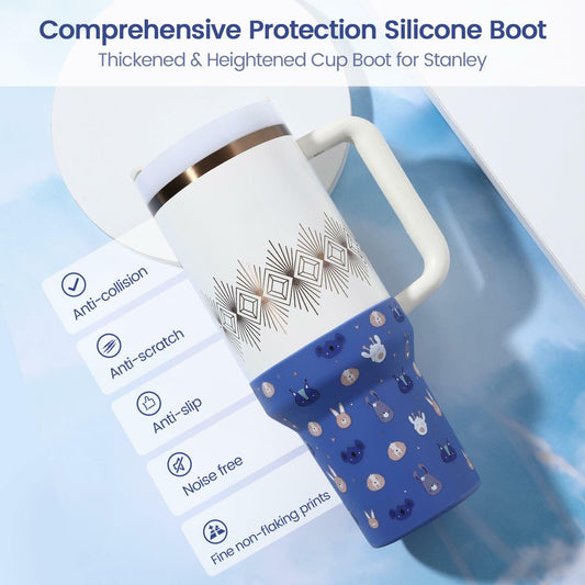 Uvafly Silicone Protector Sleeve Stanley Quencher 40oz Tumbler Halloween Purple