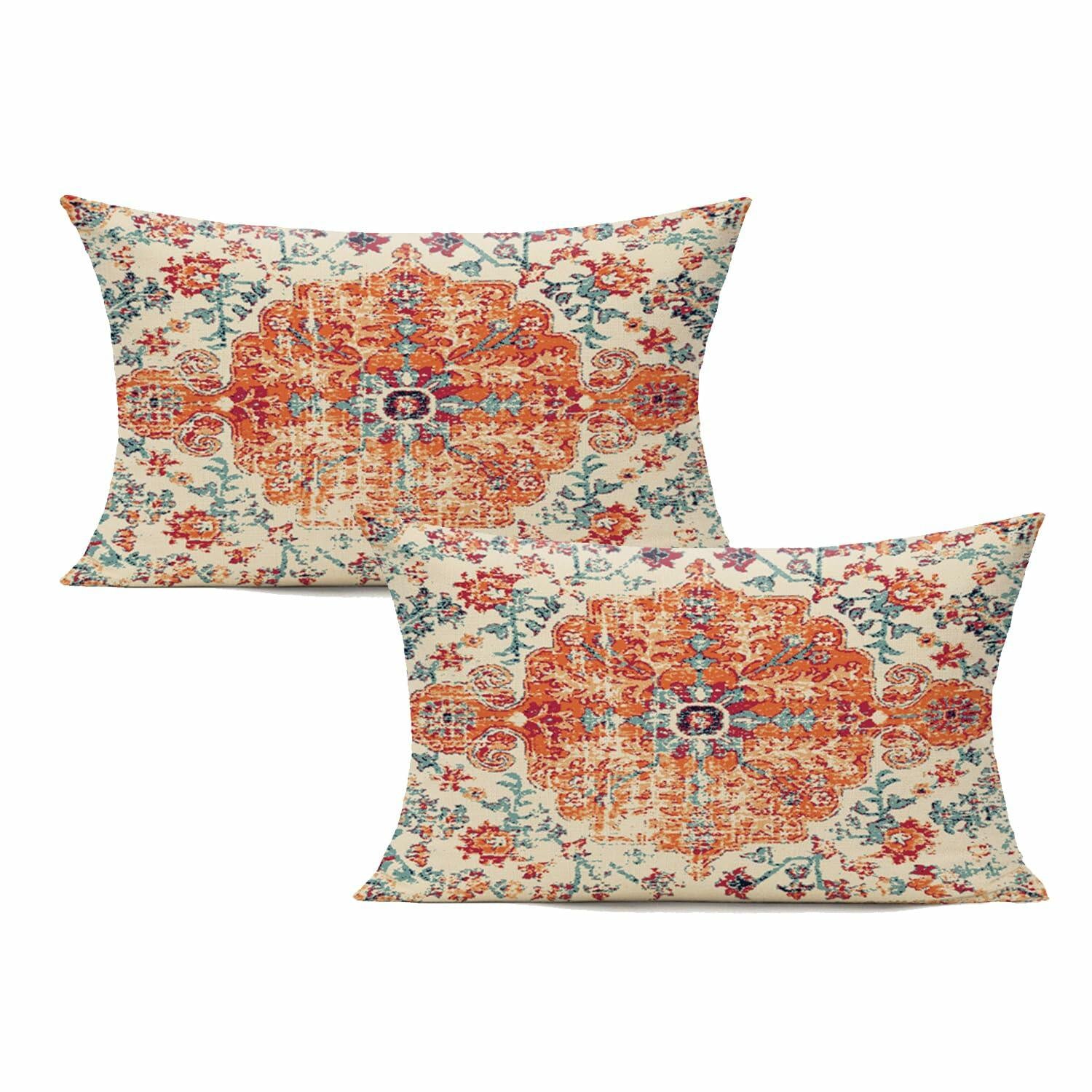 VAKADO Outdoor 12x20 Lumbar Pillow Covers Set of 2 Dark Blue Polyester