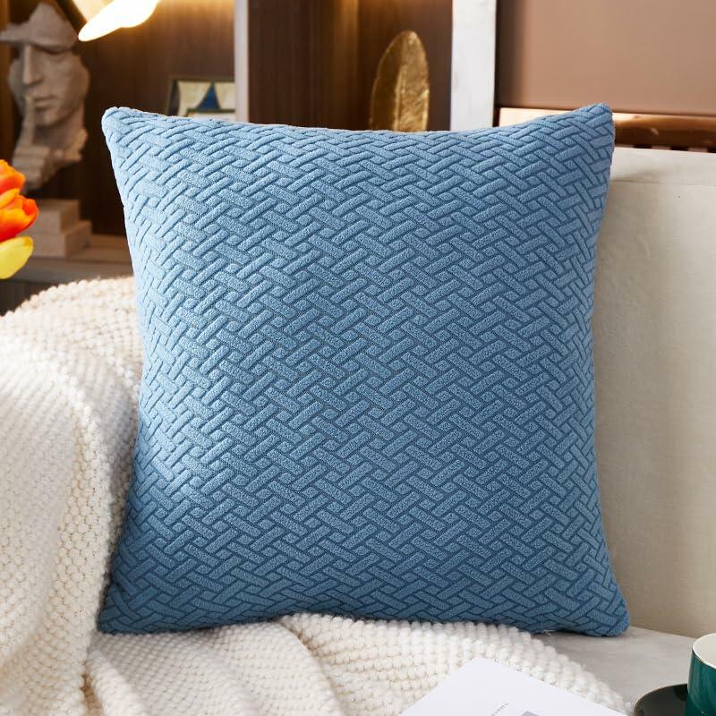 Yoovat Throw Pillow Cover Texture Blue 16x16 Inch Waterproof Durable
