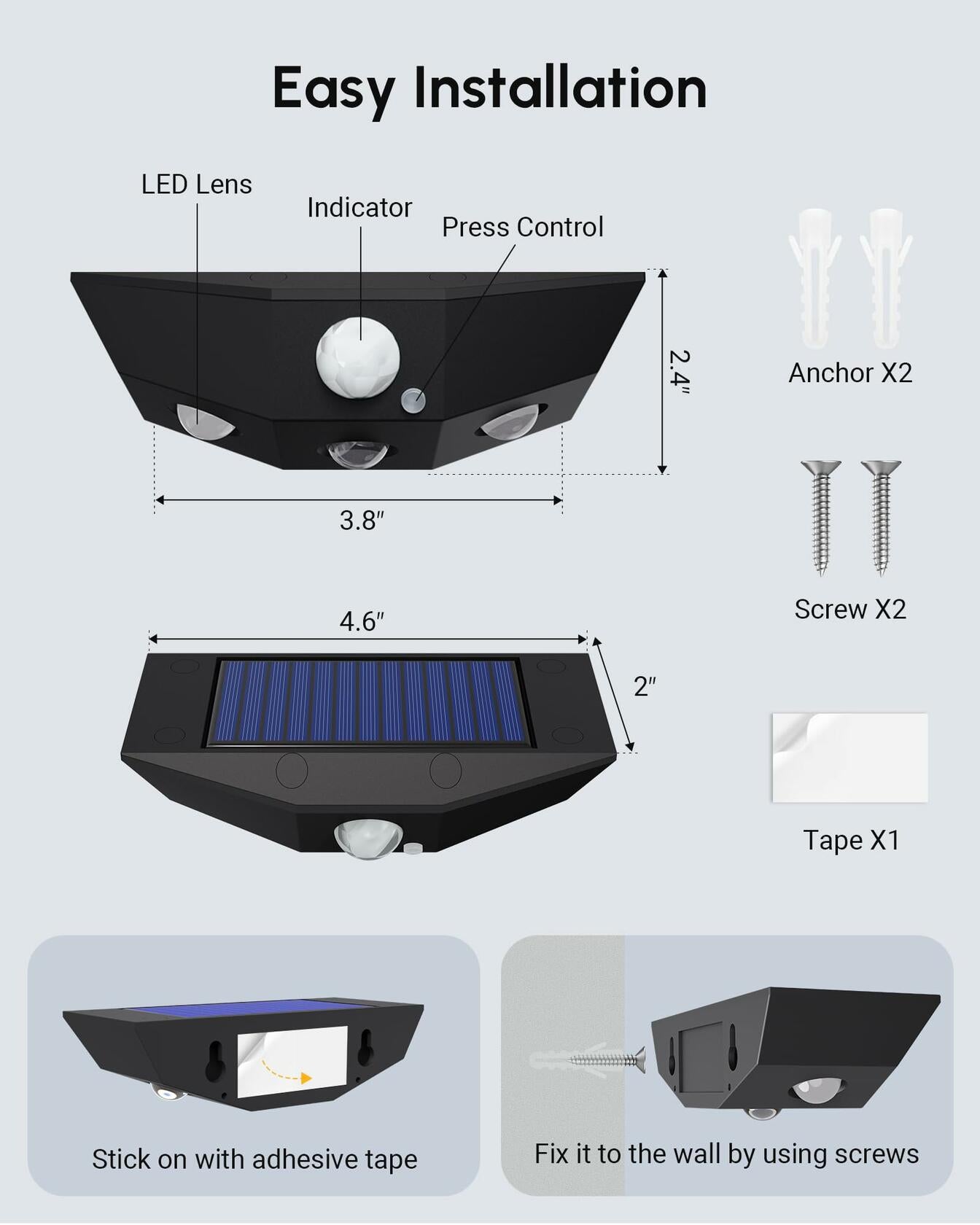 Smartdany 12 Pack Solar Fence Lights Motion Sensor 60 Lumens Waterproof White