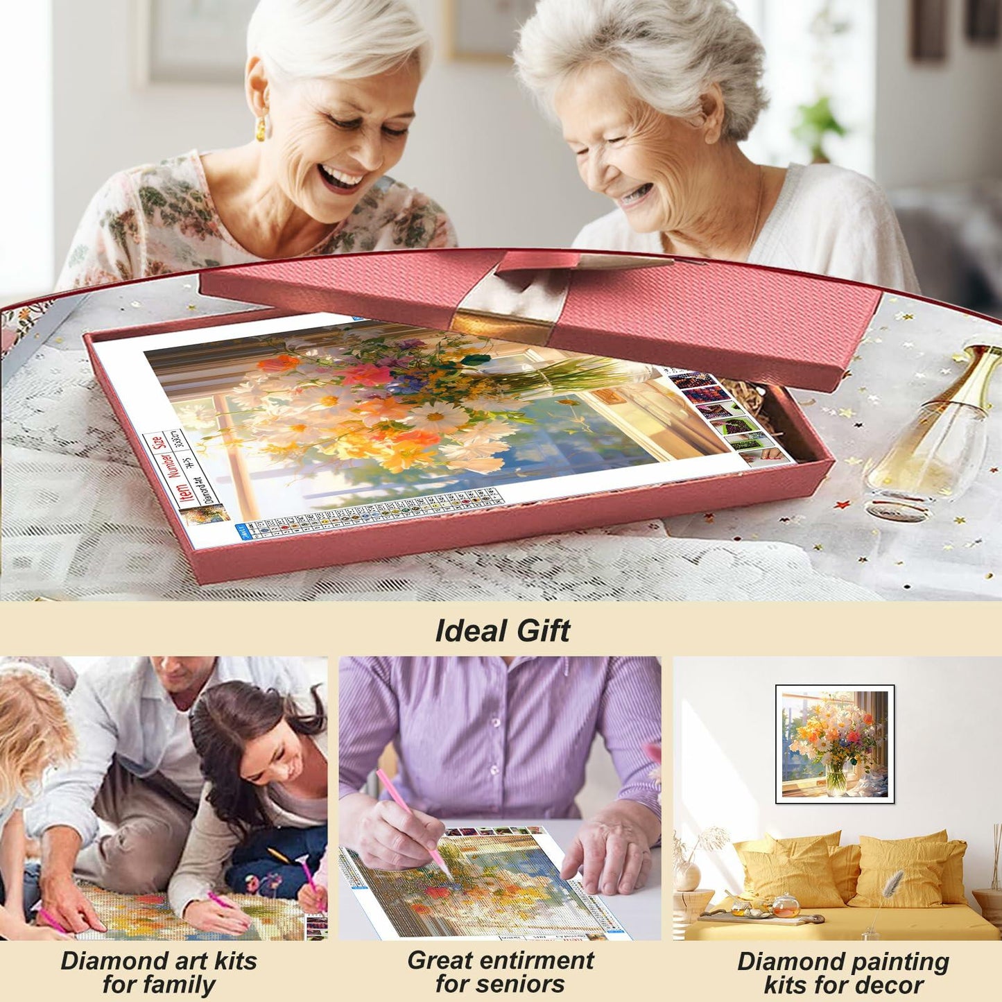 AMORARS 5D Diamond Painting Kit Flower DIY Art Deco Nature 12x12 Inch