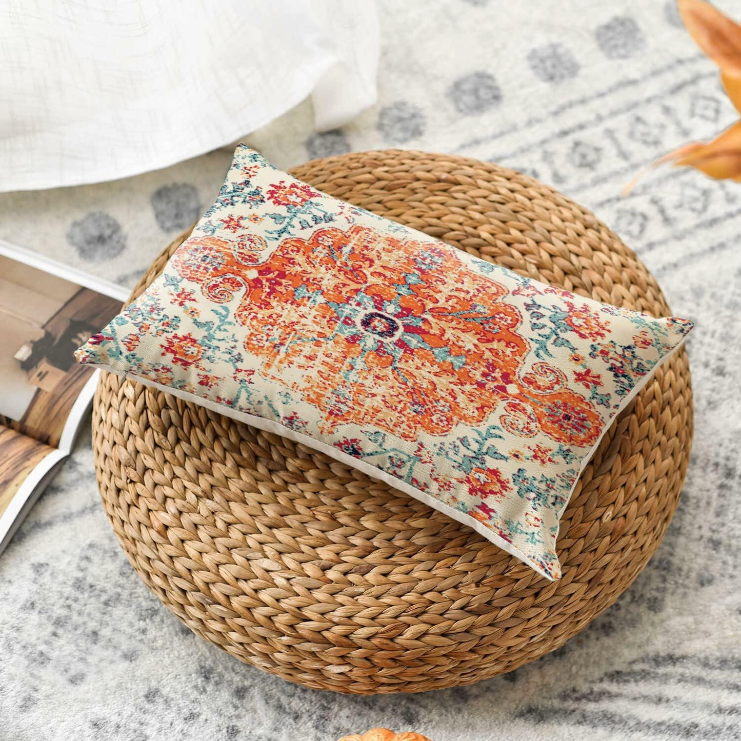 VAKADO Outdoor 12x20 Lumbar Pillow Covers Set of 2 Dark Blue Polyester