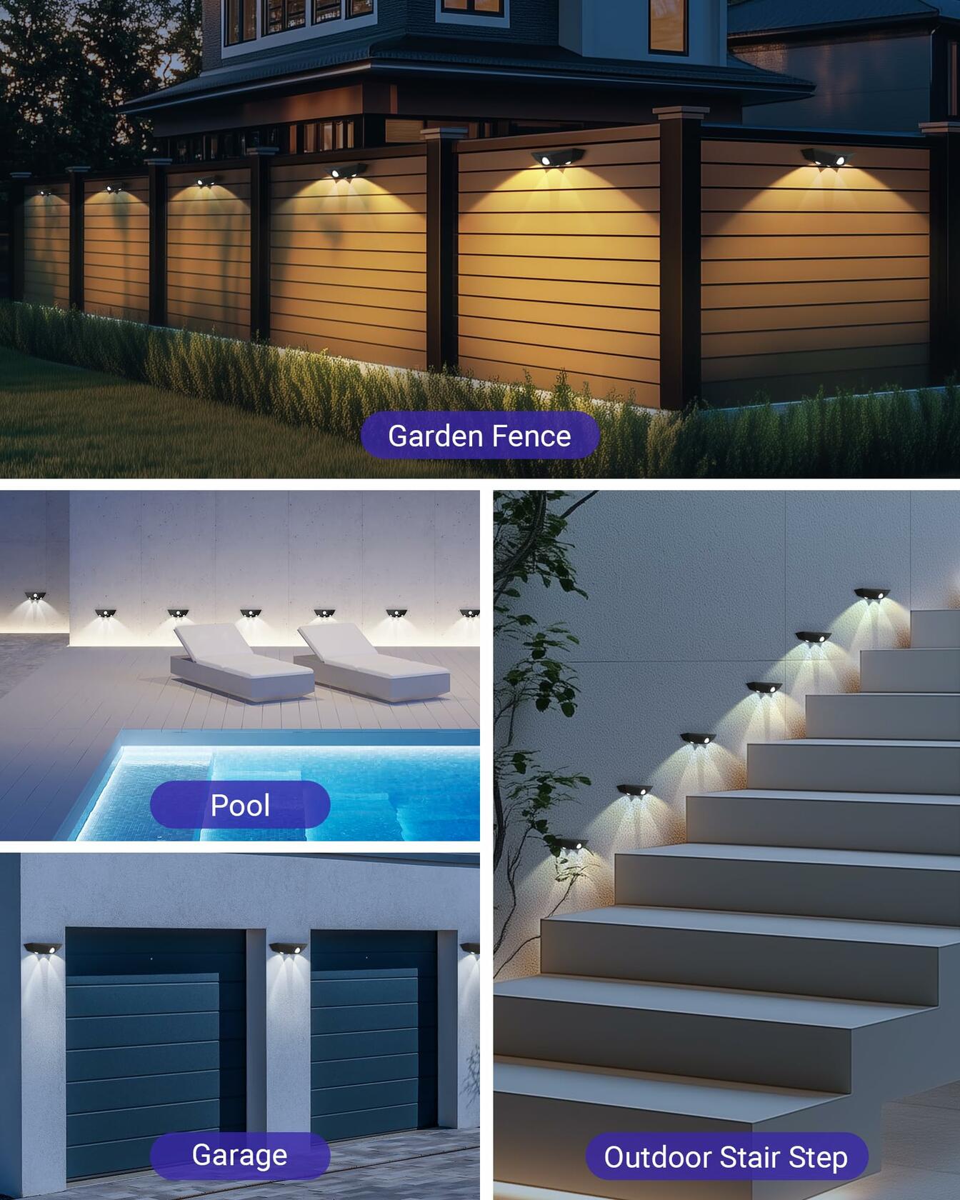 Smartdany 12 Pack Solar Fence Lights Motion Sensor 60 Lumens Waterproof White