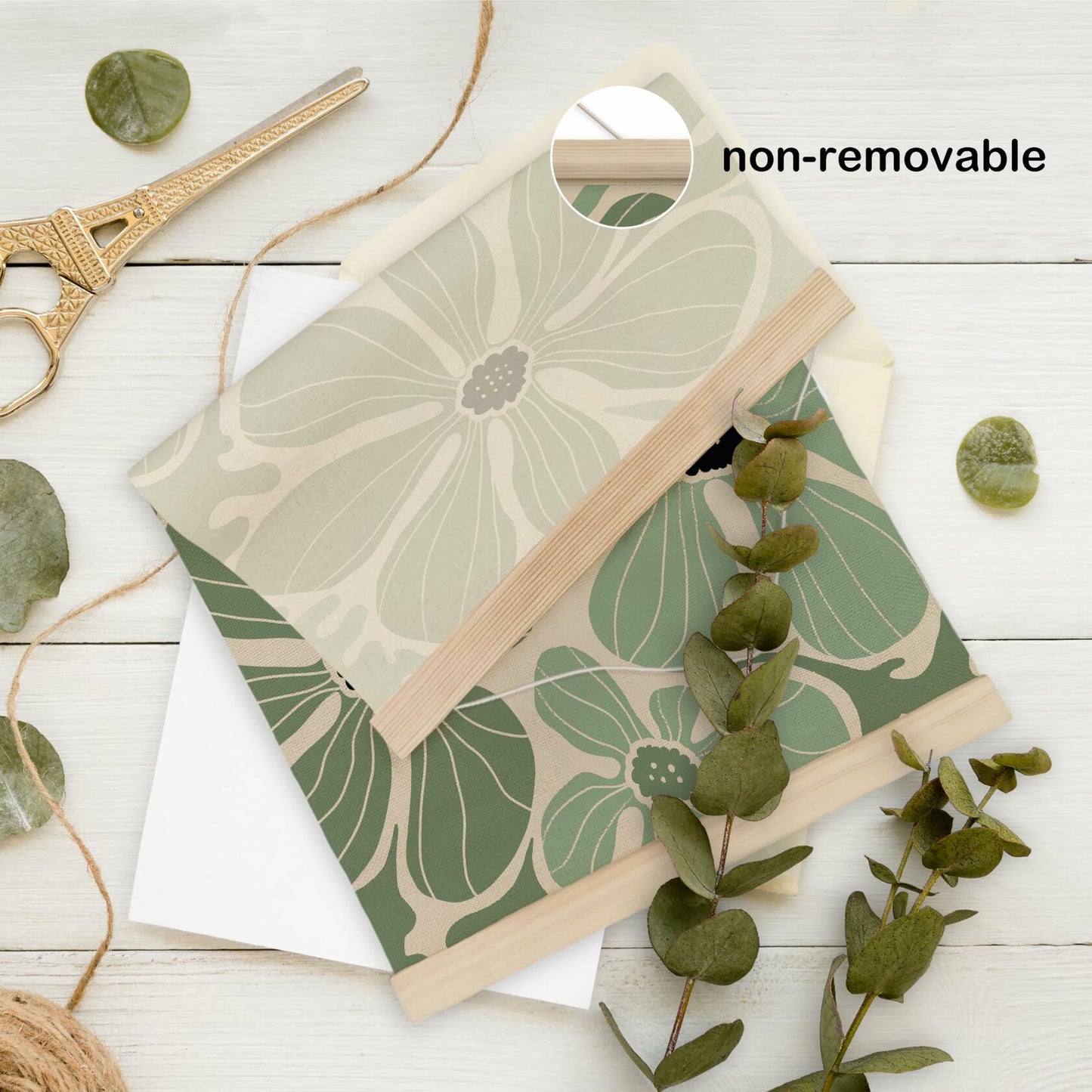 HRQKO Boho Black Flowers Wall Art Set of 2 Wooden Frames 16x24 Inch