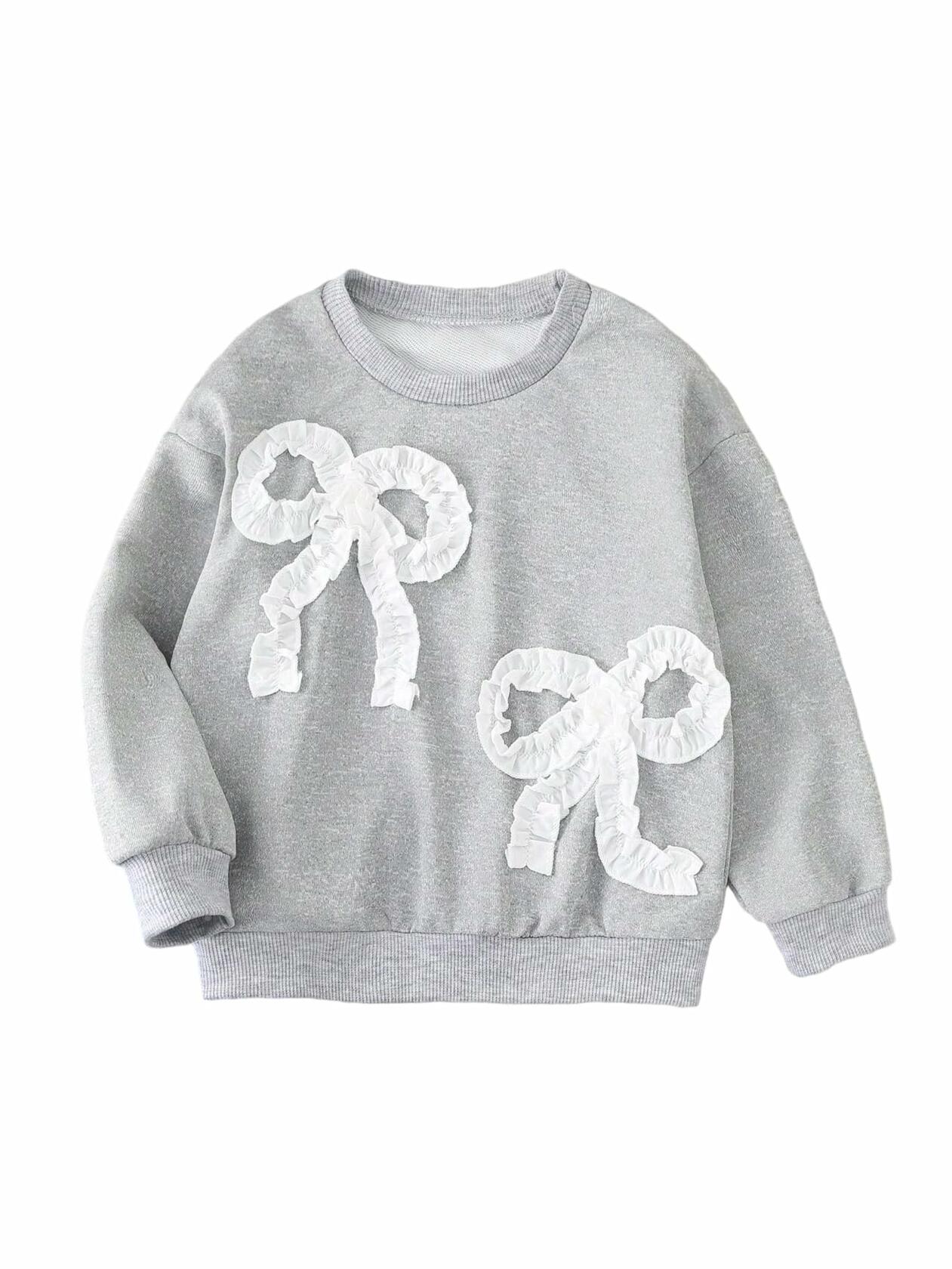 SOLY HUX Toddler Girl Crewneck Sweatshirt Grey Bows Graphic Size 5T