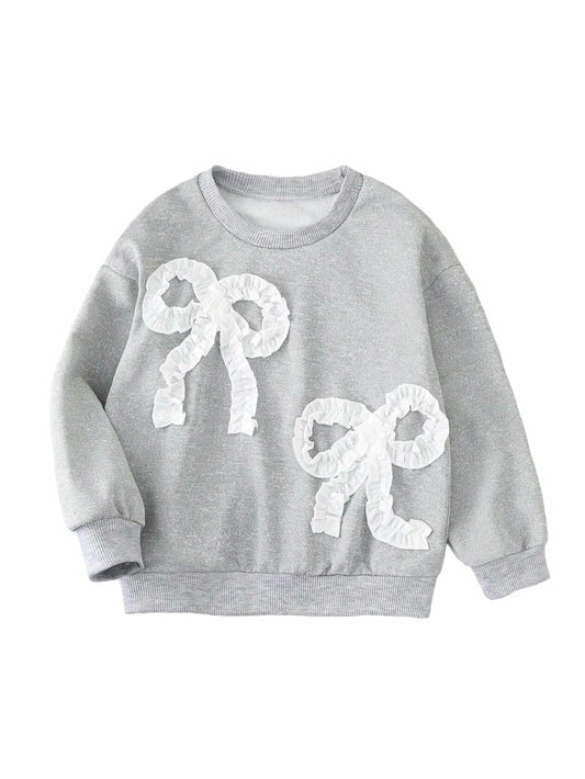 SOLY HUX Toddler Girl Crewneck Sweatshirt Grey Bows Graphic Size 5T