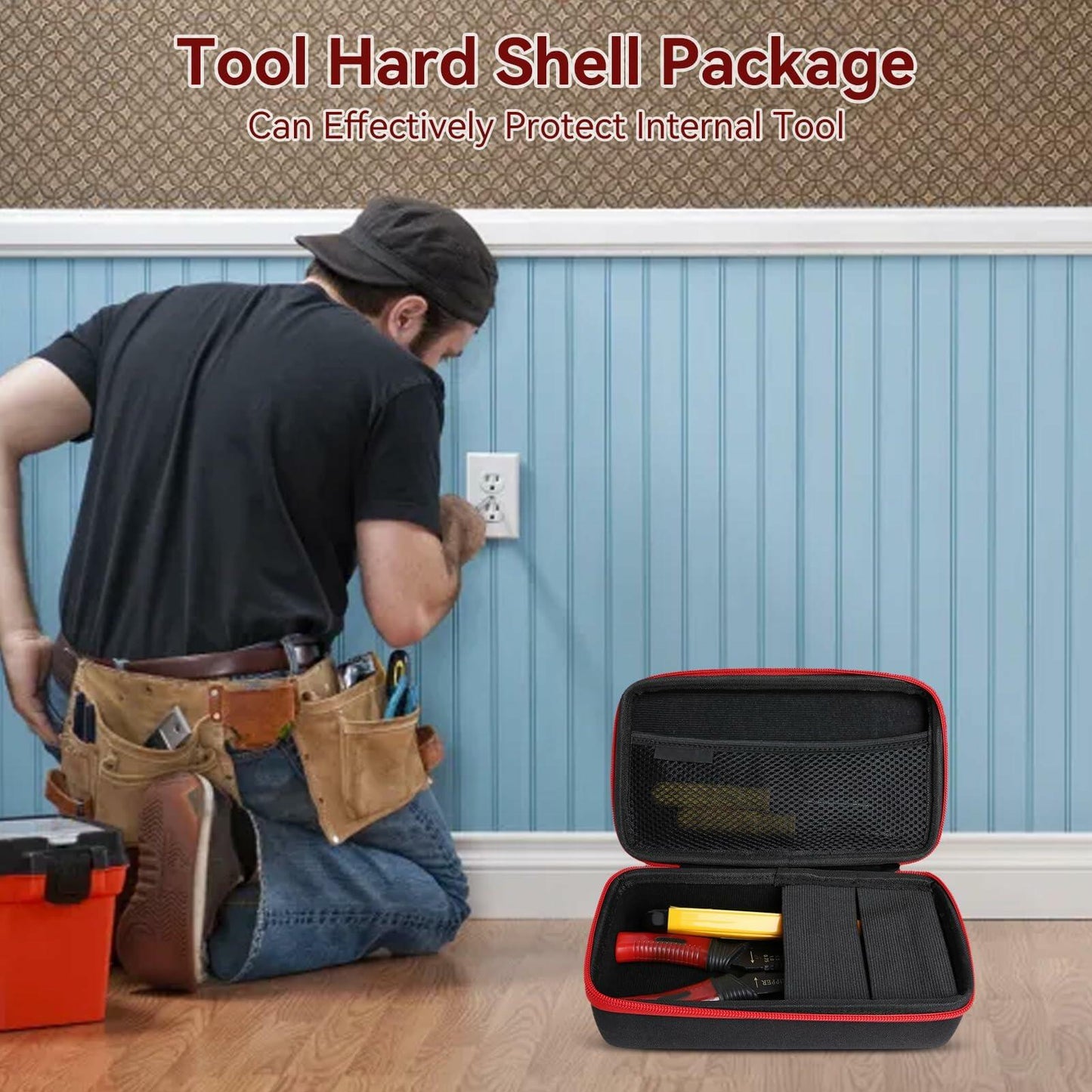 Cyrank Hard Tools Portable Storage Case EVA Hard Shell Bag 8.9x5.1x2.8in