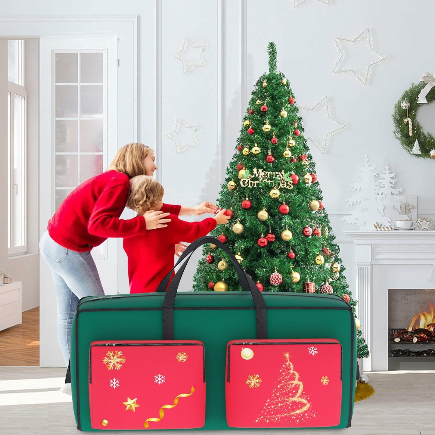 MODFUNS Christmas Tree Storage Bag 9ft Red 600D Oxford Waterproof 1 Pc