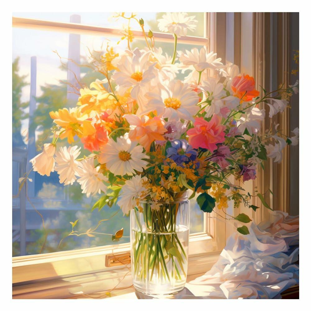 AMORARS 5D Diamond Painting Kit Flower DIY Art Deco Nature 12x12 Inch