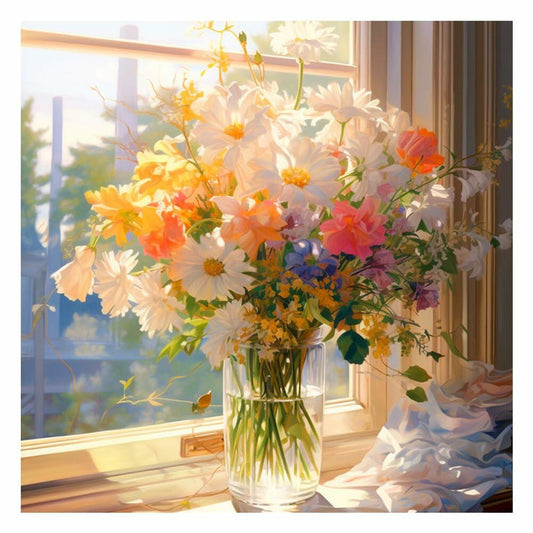 AMORARS 5D Diamond Painting Kit Flower DIY Art Deco Nature 12x12 Inch