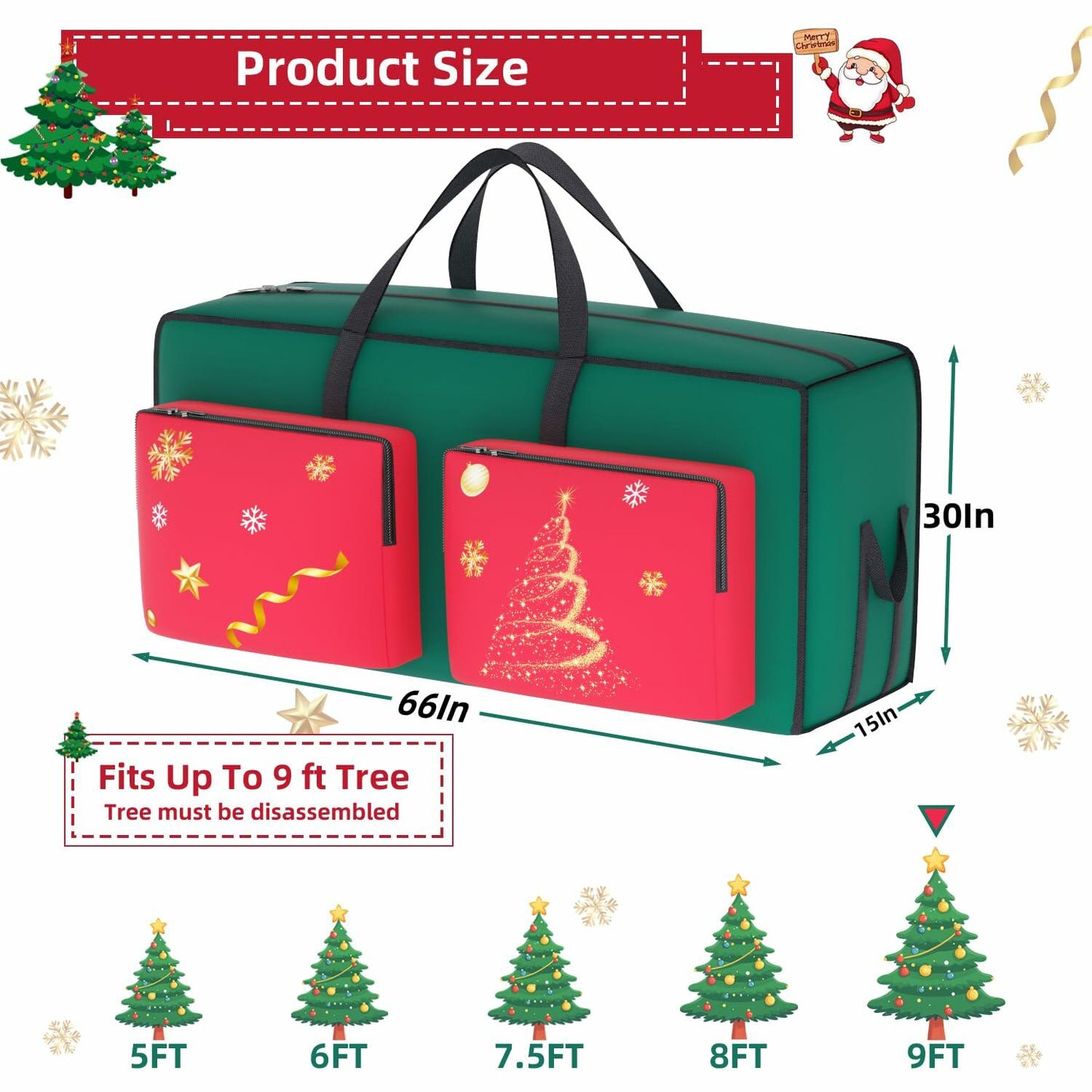 MODFUNS Christmas Tree Storage Bag 9ft Red 600D Oxford Waterproof 1 Pc