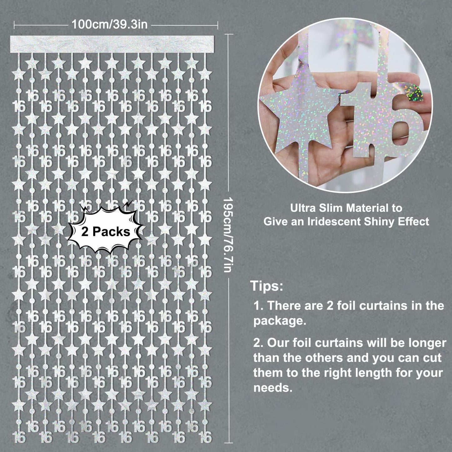 WenmthG 2 Pack Rose Gold 16th Birthday Party Decorations 3.3x6.6ft