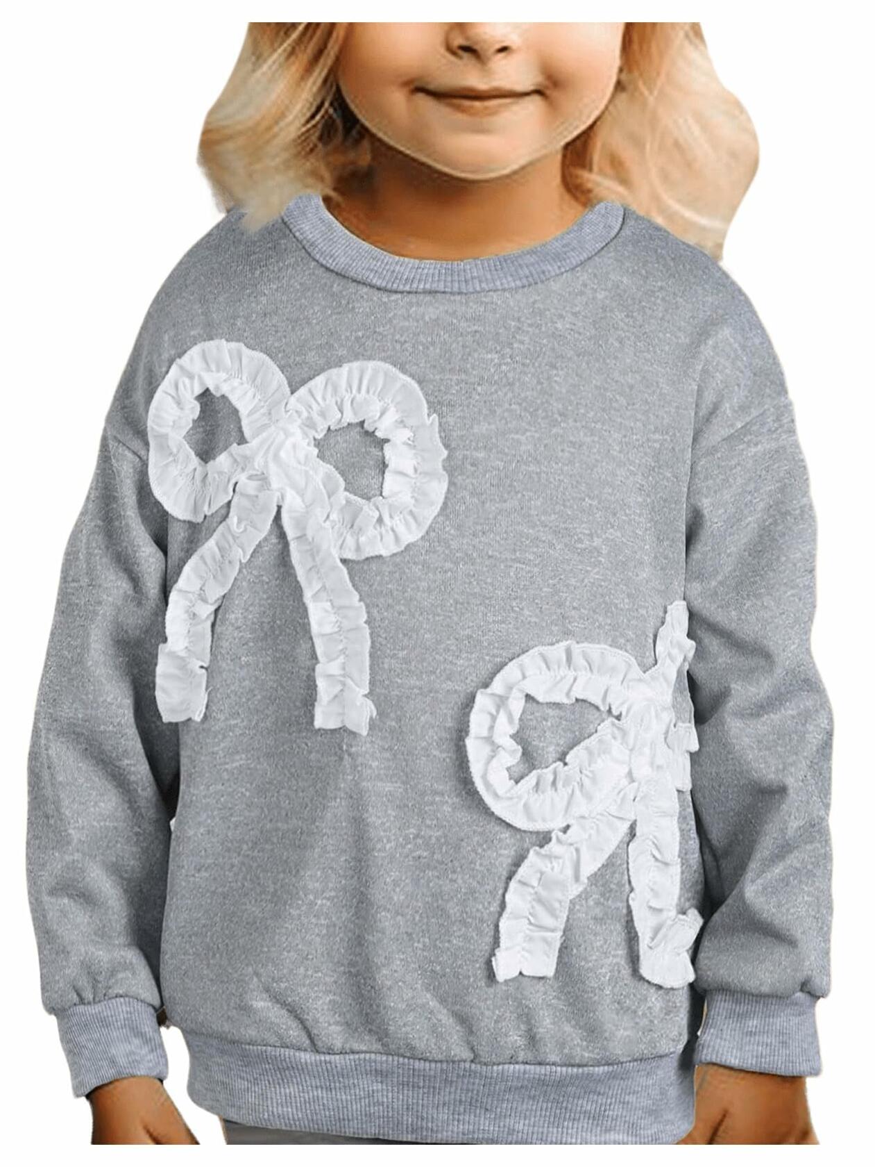 SOLY HUX Toddler Girl Crewneck Sweatshirt Grey Bows Graphic Size 5T