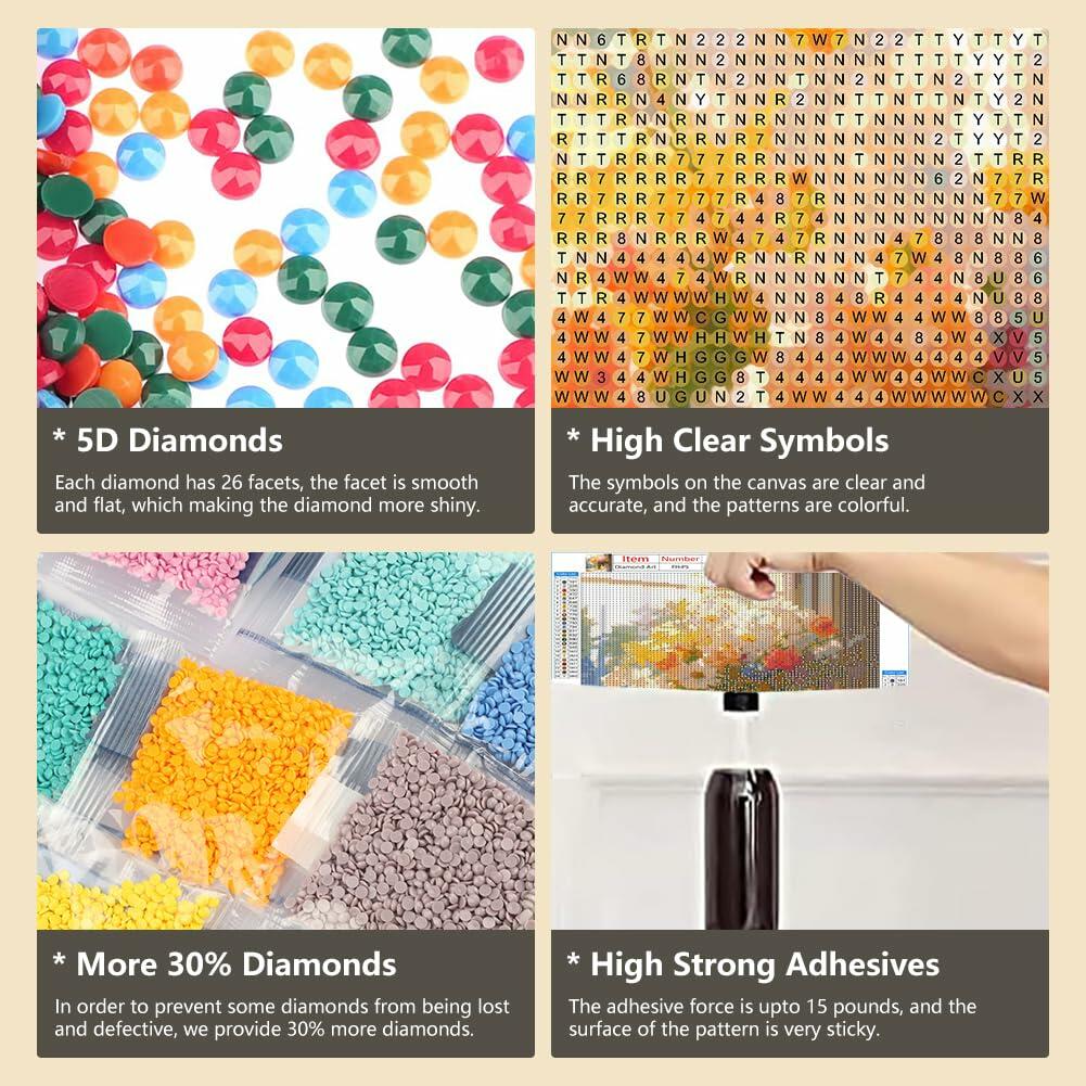 AMORARS 5D Diamond Painting Kit Flower DIY Art Deco Nature 12x12 Inch