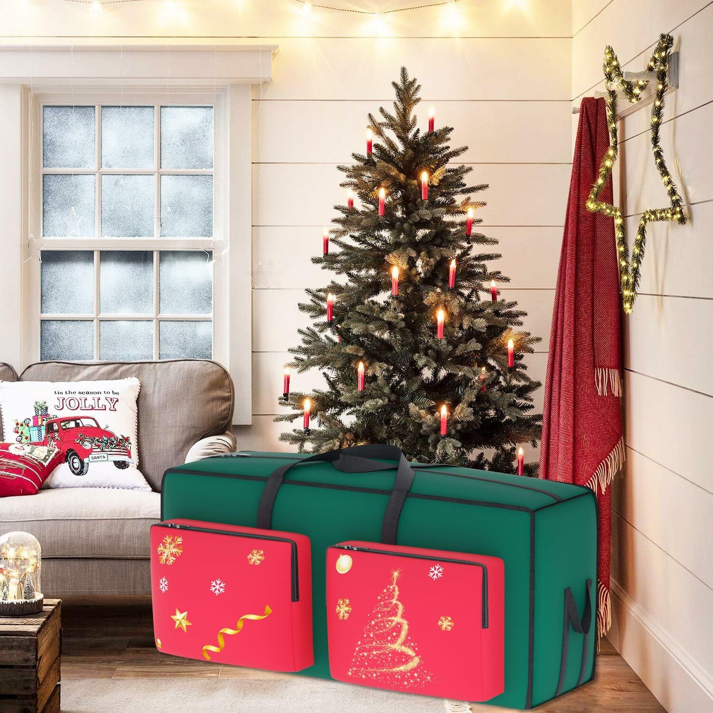 MODFUNS Christmas Tree Storage Bag 9ft Red 600D Oxford Waterproof 1 Pc