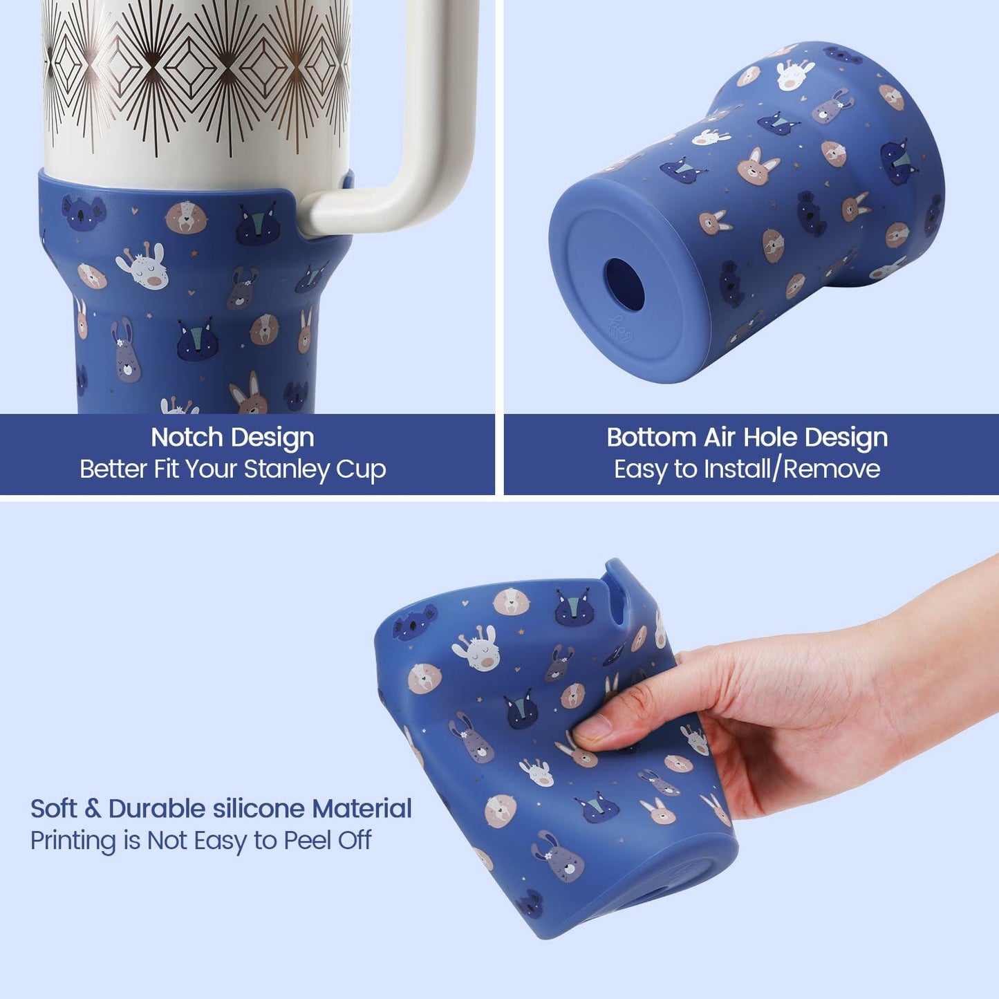 Uvafly Silicone Protector Sleeve Stanley Quencher 40oz Tumbler Halloween Purple