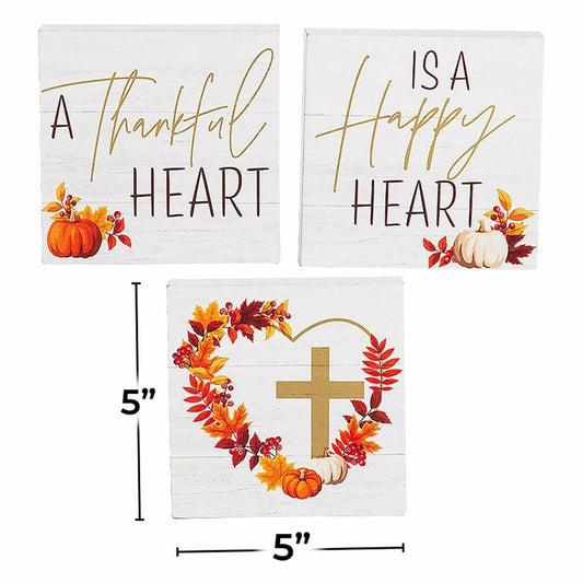Colorful Religious Tabletop Decorations Set of 3 5x1x5 Inches Fall Decor