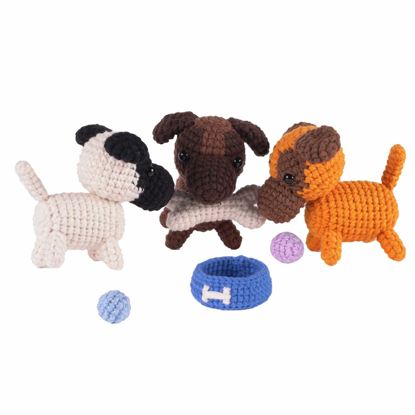 Finnacy Crochet Dog Kit Husky 3 pcs Yarn Hook Accessories Starter Kit