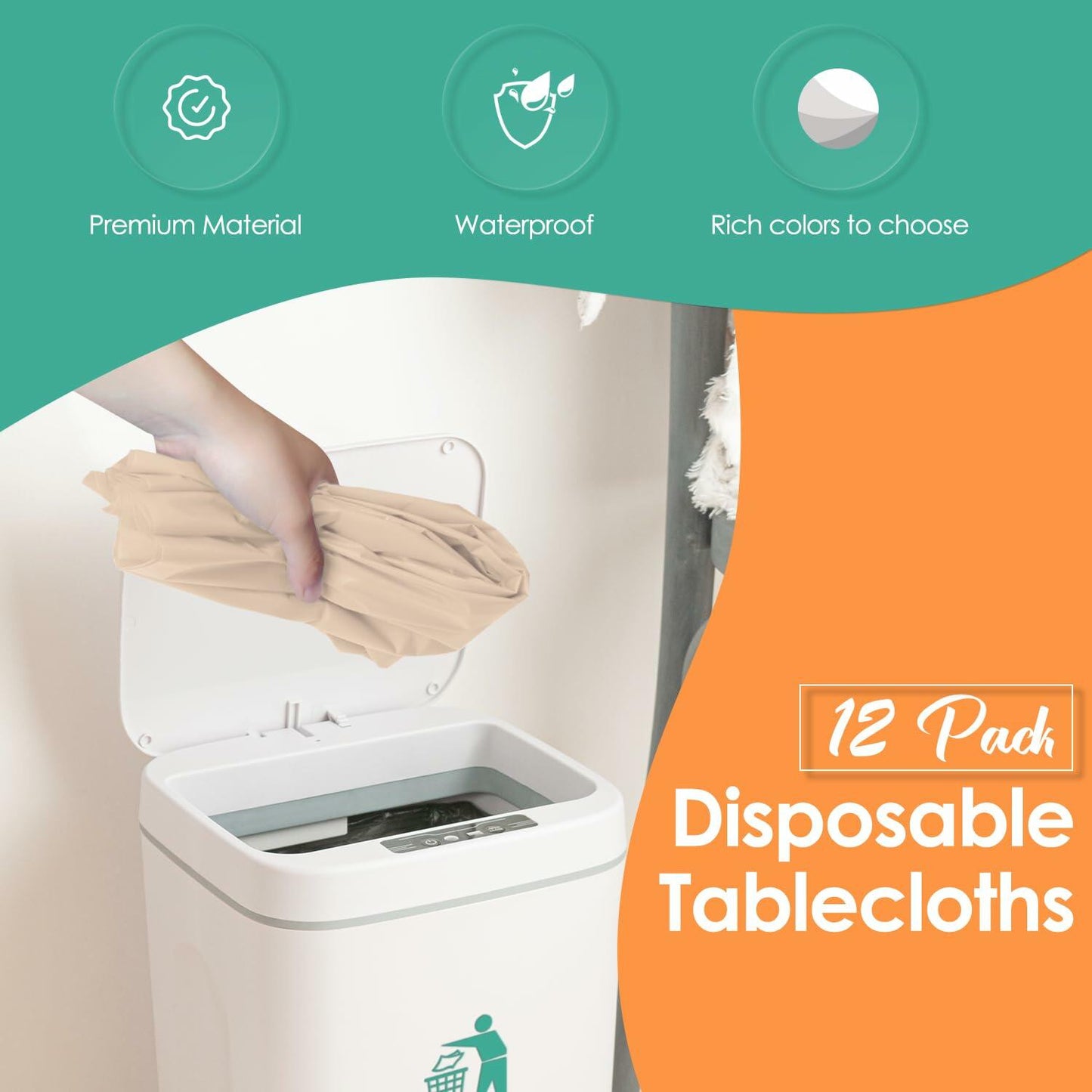 Kongdaoth Orange Disposable Plastic Tablecloths 54x108in 12 Pack