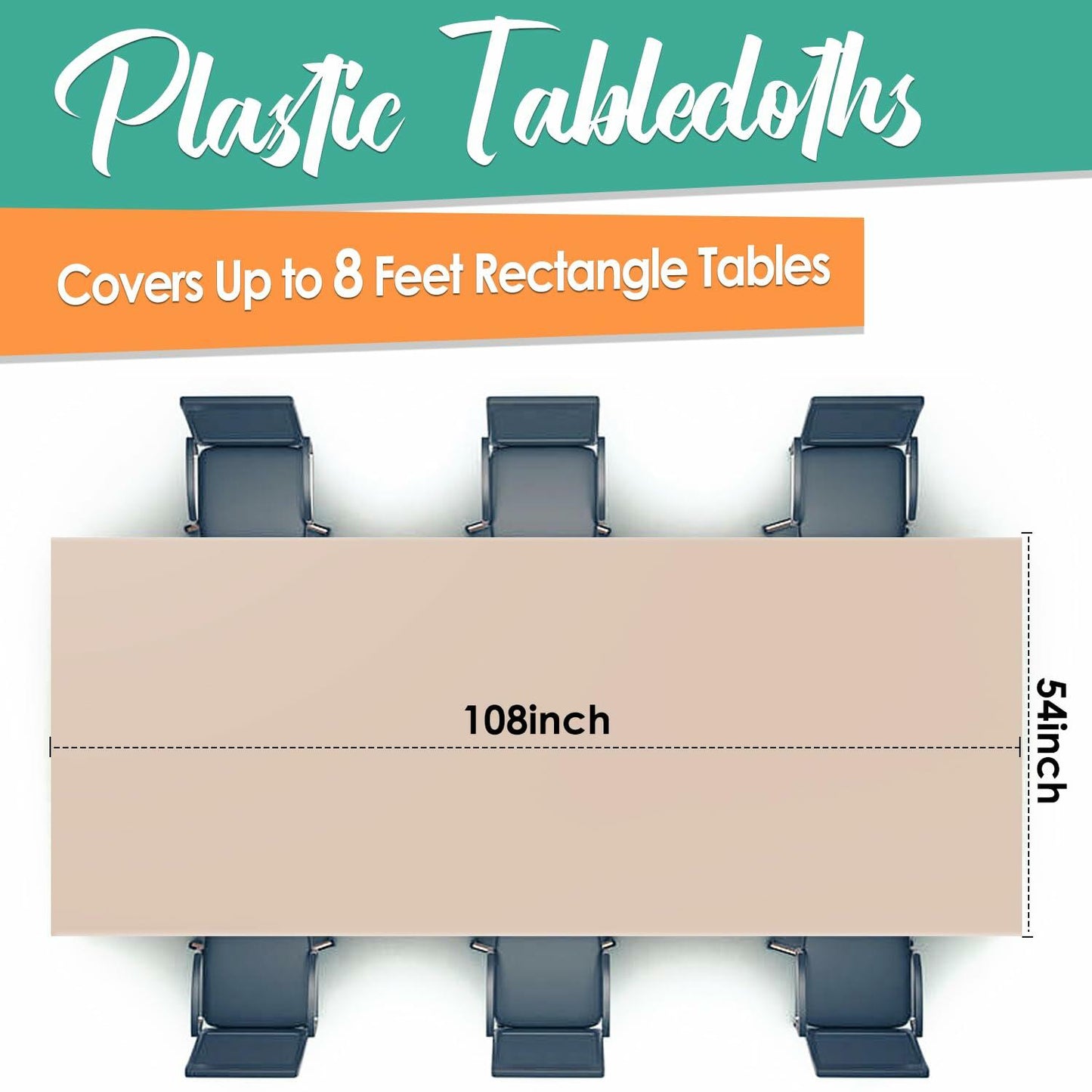 Kongdaoth Orange Disposable Plastic Tablecloths 54x108in 12 Pack