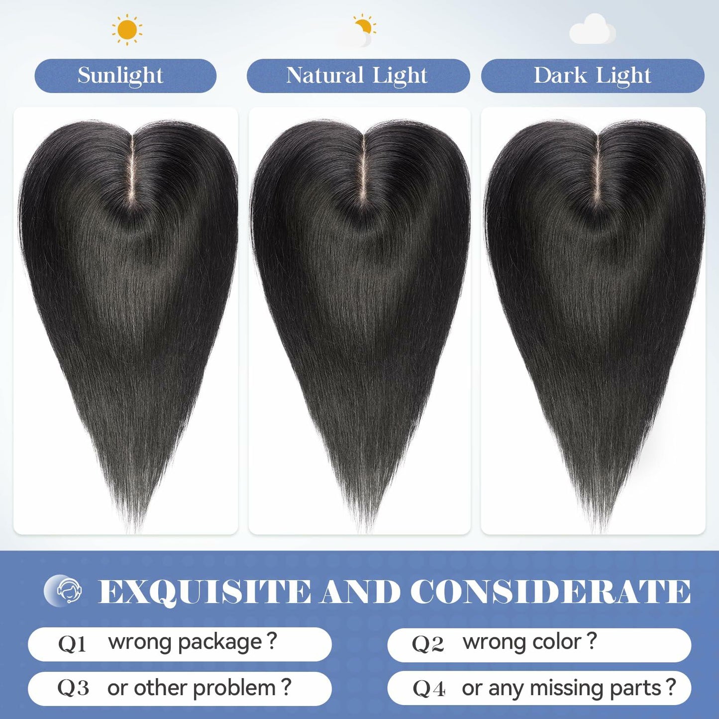 HAIRCUBE Hair Toppers for Women Real Human Hair 14in Natural Black 5x5.5in Base